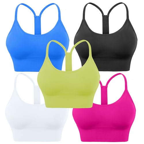 Image of Evercute Racerback Sports Bras Padded Y Racer Back Cropped Bras for Yoga Workout Fitness Low Impact