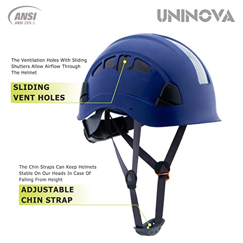 Hard Hats For Construction Uninova Osha Safety Helmet 6 Pt. Adjustable Suspension Cascos De Construccion Ansi Z89.1 Type I Class C Hardhats(S4 Blue) #TOP1