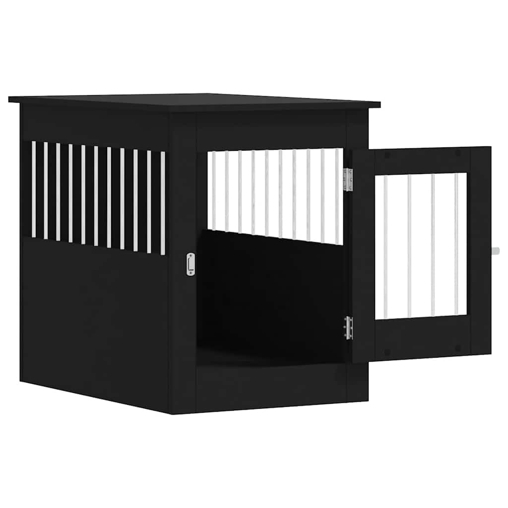 Hundekäfig Möbelstil, 55x80x68 cm Hundehaus Beistelltisch aus Holzwerkstoff und Stahl, abschließbare Hundebox für Wohnzimmer