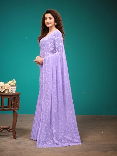 Image of Garden Vareli Viscose Brasso Floral Print Saree