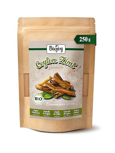 Biojoy Canela de Ceylan en Polvo Ecológica (250 g), Ceilán Canela molida (Cinnamomum verum L.)