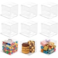 VGOODALL 45PCS Clear Boxes for Treats, 3 x 3 x 3 inches Transparent Cube Favor Boxes for Candy Chocolate Macaron Wedding Baby Shower