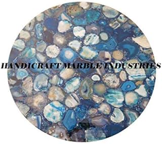 42" Inch Blue Agate Round Coffee Table, Agate Dinning Table, Stone Coffee Table, Agate Table Top, Agate Coffee Table, Agate Side Table Home Decor