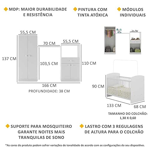 Quarto de Bebê Completo com Berço Guarda-roupa e Cômoda Multimóveis 2869.010