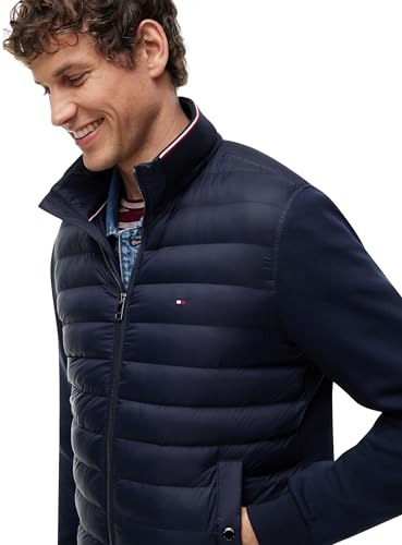 Tommy Hilfiger Herren Sweatshirt mit Reißverschluss Mix Media Stand Collar Steppjacke, Blau (Desert Sky), S – Ansicht 4