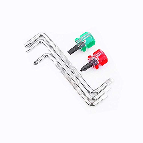 Offset Screwdriver Set Right Angle Phillips Screw Driver, Flat Head,Head Screwdriver Set with Magnetic, Z-type Screw Drive,With Mini ultra short screwdriver performance tool,Pack of 5