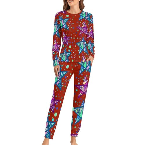 Pyjama femme avec pantalon et haut manches longues pour cocooning hivernal Étoile Violet