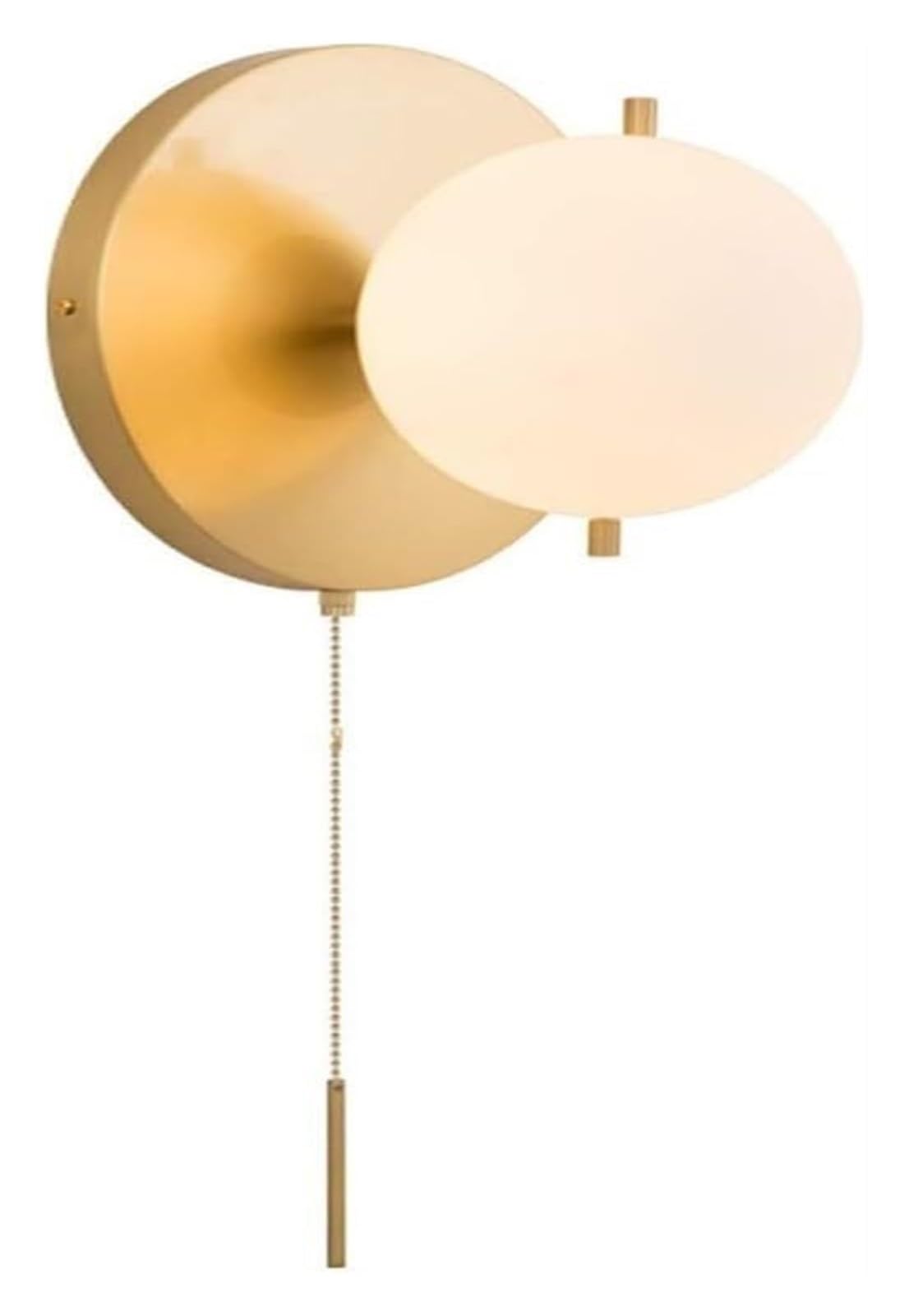 VDOQTLJT American Wall Lamp Modern Bedside Reading Light with Pull Chain Switch Gold Metal Sconce with Globe Glass Shade Lamps sconces