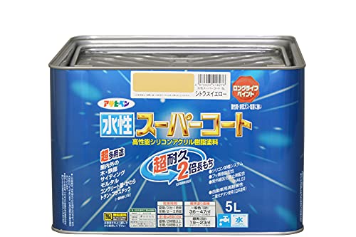 アサヒペン ペンキ 水性スーパーコート 水性多用途 シトラスイエロー 5L