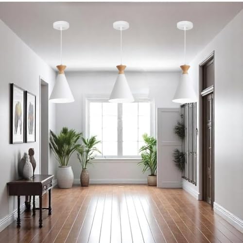 Image of White Hanging Light for Home, Aluminium Pendant Light Ceiling Lamp with Modern Hanging Lamp for Bulb Not Included, Pack of 3