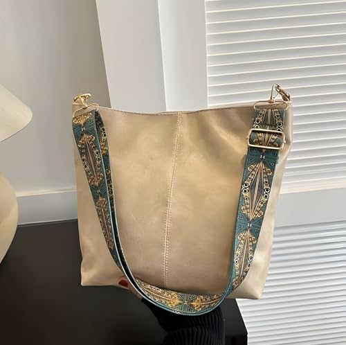 Image of Vegan Leather Hobo Bag with Boho Strap, Brown, 32cm x 11cm x 26cm, Water-Resistant