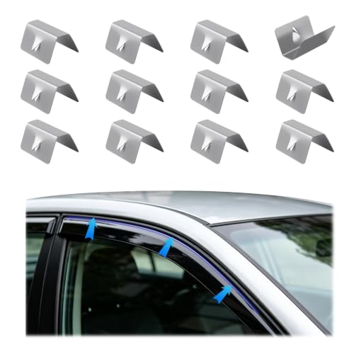 Rain Guards for Car Windows Clips 12PCS,Wind & Rain Resistant Car Window Wind Deflectors Clips Stainless Steel,Rains Deflectors for Cars Windows Clip Compatible with G3 Sned HEKO