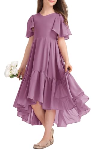 Haloumoning Mädchen Sommerkleid V-Ausschnitt Rüschenkleider Casual A Line...