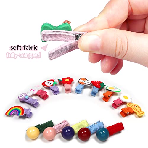 Willingtee 60 Pieces Baby Girls Hair Clips Cute Animal Fruit Flower Pattern Fully Ribbon Lined Hair Clips For Baby Girls Infants Toddlers Kids Teens #TOP2