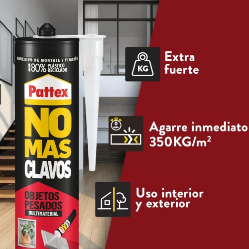 Miniatura 3 de Pattex No Mas Clavos Para Todo Hightack, Adhesivo De Montaje Resistente A Temperaturas Extremas, Pegamento Fuerte En Superficies Húmedas, Adhesivo Blanco, Pack Ahorro Con 2 Cartuchos X 446 G