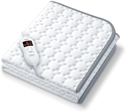 Beurer UWB55 Heated Underblanket with 8 Temperature Settings & Ultra-Soft Fleece, Electric Mattress Pad with Overheat Safety Features, Fast Heating, Machine Washable, 59" x 31.5"