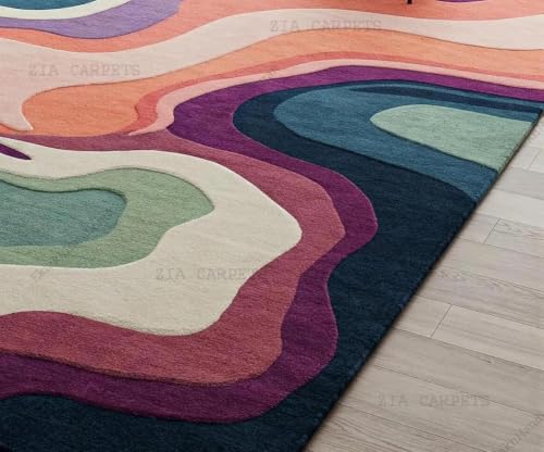 Image of zia carpets Hand Tufted Woollen Modern Collection Bedroom & Living Room Carpet Size 6 X 6 Feet