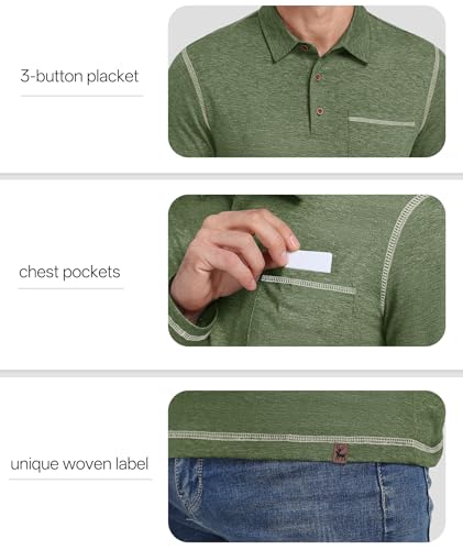 V VALANCH Mens Casual Polo Shirts Long Sleeve Golf Shirts with Pocket Lightweight Work Athletic4