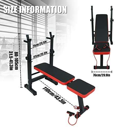 Multifunction Adjustable Weight Bench, Workout Bench Strength Training Bench Fitness Barbell Rack Strength Training For Home Gym, Fast Folding, Max Load 330Lbs #TOP1