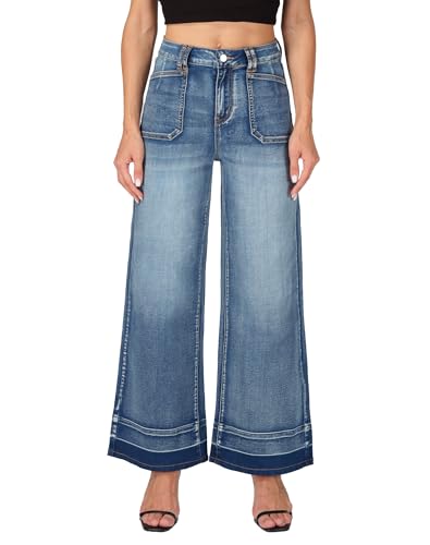Wide Leg Jeans Woman Stretchy High Waisted Baggy Loose Casual Denim Pants