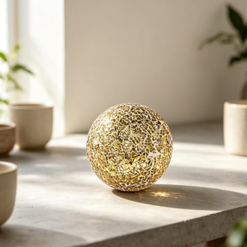 Bolas de vidrio hechas a mano Colcolo de 8 cm oro para decoración exclusiva 4