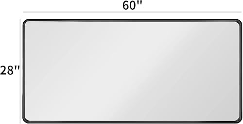 Miniatura 396 de LOAAO - Espejo de tocador para baño con marco de metal negro mate de 24 x 32 pulgadas para pared, rústico, rectangular, grande, redondeado