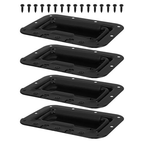4 Manijas con resorte negras para cajas de herramientas y cofres con tornillos incluidos