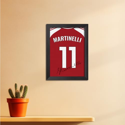 Image of TenorArts Gabriel Martinelli Poster Frame Arsenal Jersey Laminated Photo Print Signature Framed Painting with Matt Finish Black Texture (12 inches x 9inches)