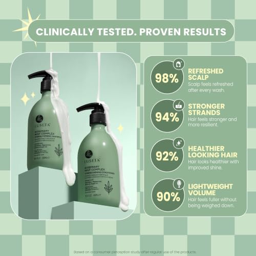 Image of Luseta Rosemary Mint Strengthening Shampoo and Conditioner Provide Nourishment & Smoothness for Thin Hair,Reduce Frizz and Add Shine for All Hair Types 16.9ozx2