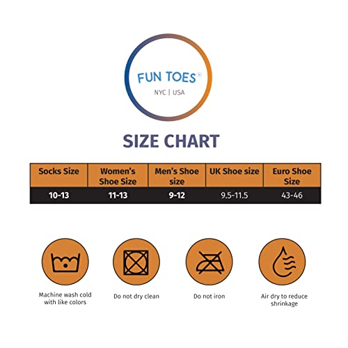 FUN TOES Men's Hiking Crew Merino Wool Socks 6 Pairs Lightweight, Reinforced Size 8-124