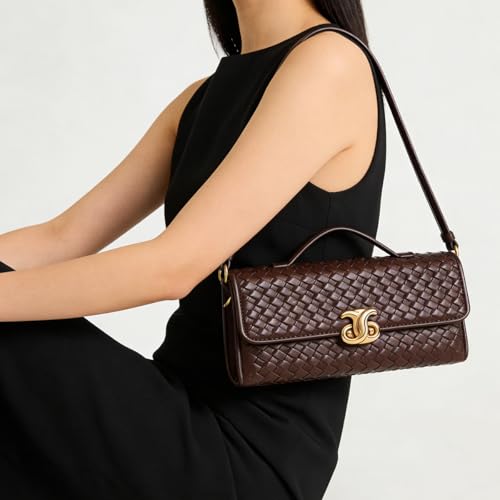 Image of JYG Woven Handbag for Women Fashion Evening Shoulder Bag PU Leather Handmade Clutch Purse Casual Crossbody Bags 2024