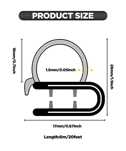 Vagurfo Rubber Edge Trim,Car Weather Striping,Door Rubber Seal Strip Trim Seal,Automotive Weather Stripping Edge Guard For Cars, Boats, Rvs, Trucks, And Home Applications (20 Ft) #TOP1