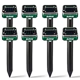 Solar Mole Repellent Ultrasonic 8 Pack, Gopher Repellent Solar Powered Repellent Snake Rodent Gopher Spikes for Animal Waterproof Outdoor.