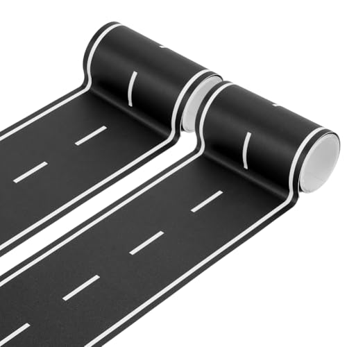 OLYCRAFT 4 m Lange Bordüren Straßenaufkleber 10cm Breit Schwarzes Straßenband Selbstklebend Straßenmodellaufkleber Rennstrecken Party Dekorationsaufkleber Für Straßen Geburtstagsparty Dekoration
