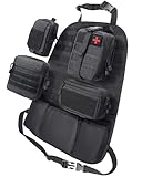 WYNEX Car Seat Back Organizer Set, Universal Vehicle Accessories Molle Panel Detachable 4 Tactical Pouches - Medical, Phone, Admin Storage Bag for Road Trips, Fits Most Cars, SUVs, Trucks
