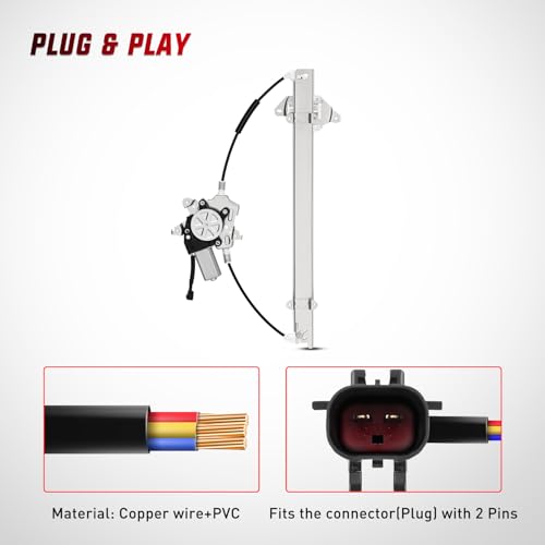 Image of Nilight 741-348 Window Regulator /Motor Front Driver Side Compatible with Nissan Frontier 2005 2006 2007 2008 2009 2010 2011 2012 2013 2014 2015 only use Connector 2 Pins