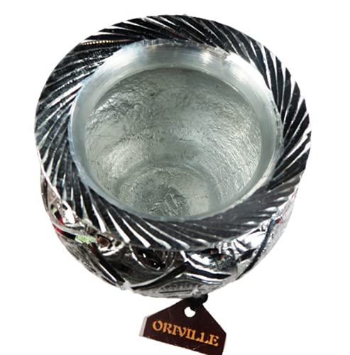 ORIVILLE Lota/Kalasha, Silver Finish Traditional White Metal Lota/Kalash/Thavalai/Indian Jug/Kumbha/Pitcher/Kudam/Ghada/Matka Pot or Mangala Ghata for Pooja (4 X 4.5 Inches -500 ml Capacity) - Image 3 thumbnail