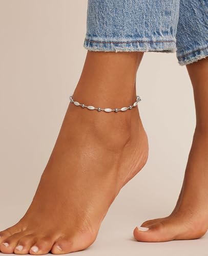 Image of Waterproof Ankle Bracelets for Women Gold Anklets Non Tarnish Pearl /Figaro /Cuban /Snake Chain Anklet Adjustable Anklets for Womens Summer Beach Anklet Foot Jewelry for Women Gift