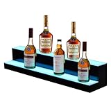 LED Lighted Liquor Bottle Display,23.6 Inch 2 Tier,20 Static Colors,Support Type-C Interface,Illuminated Home Wine Shelf with Remote&bluetooths Connection Control,Acrylic Lighted Shelf for 18 Bottles
