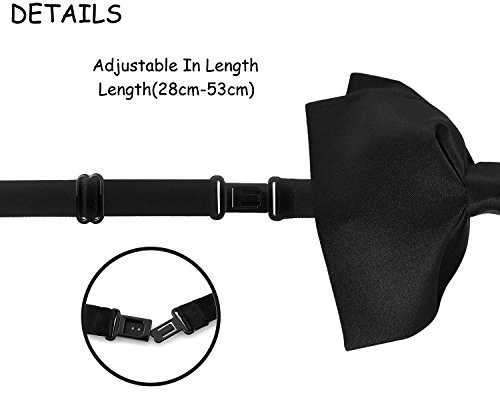 Guuniee Mens 100% Satin Silk Oversized Pre-Tied Bowtie Formal Tuxedo Big Bow Ties (Black) #TOP3