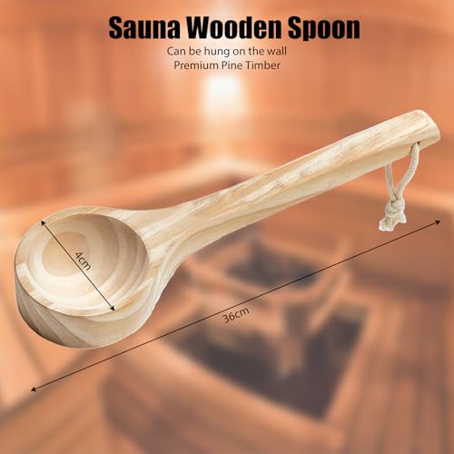 Sauna Eimer Set (5 Liter), Sauna Eimer mit Kelle, Saunakã Bel aus Holz mit Kelle Sanduhr, Thermo, Hygrometer, Schüssel Sauna, Hitzebeständiger Saunakã bel 5L Inkl Einsatz (5L-Advanced)