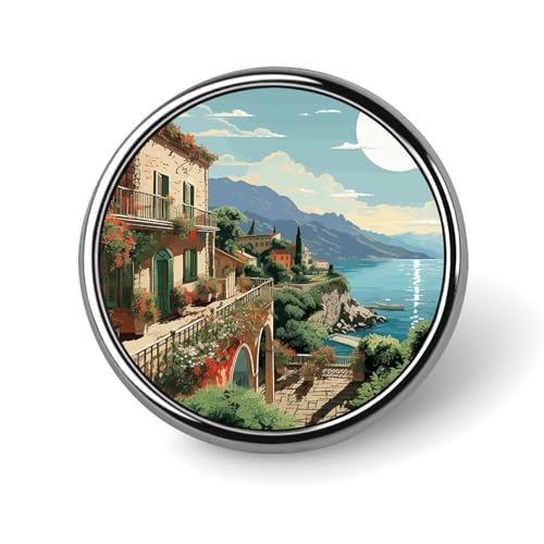 Aluminium Alloy Round Badge Brooch Pins for Men Mediterranean Summer Brooches Elegant Pin for Women Fashion Button Badges Brooch Badge for Hats Jackets Shirts
