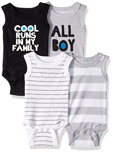 Gerber Baby Boys 4-Pack Sleeveless Onesies Bodysuit, Cool, 3-6 Months