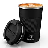 CS COSDDI 12 oz Stainless Steel Vacuum Insulated Tumbler - Coffee Travel Mug Spill Proof with Lid - coffee Cup for Keep Hot/Ice Coffee,Tea and Beer (3rd Black)