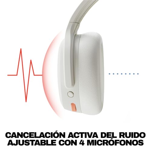 Image of Skullcandy Crusher ANC 2 Wireless Over-Ear Bluetooth Headphones with Extra USB-C Charging Cable, Multi-Sensory Bass, Active Noise Cancelling, 60 Hours Battery, Microphone iPhone Android - Bone