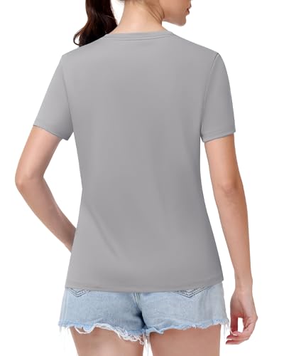 Image of Runhit Womens Workout Tops Short Sleeve UPF 50+ Athletic Sun Shirts Quick Dry V Neck T-Shirt Moisture Wicking Gym Hiking Tee