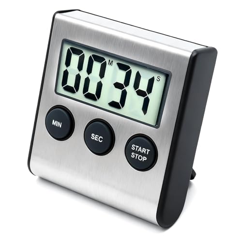 Kurzzeitmesser Küchentimer, Digital Kitchen Timer,Stainless Steel Digital Mini-Wecker mit Magnet für Küchengeräte 100 Minuten Countdown Timer