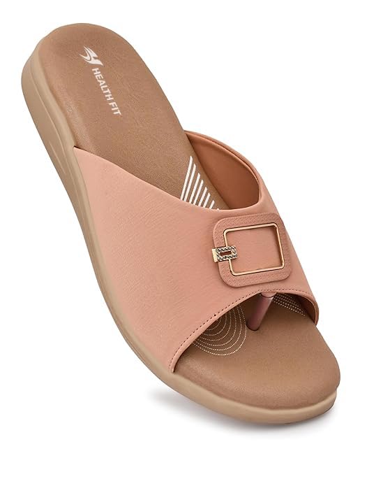 Image of HEALTH FIT EXTRA SOFT Women's Comfortable Memory Foam Doctor Slippers /Flip-Flops|Fashionable Casual & Stylish|Lightweight & Breathable|Outdoor Synthetic Casual Chappals Sandals Ladies & Girls HF27