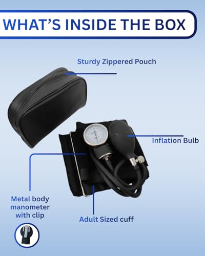 Image of Hicks Professional Aneroid Sphygmomanometer Manual Blood Pressure Monitor | High-Precision Dial Gauge with Durable Nylon Cuff | Medical Grade BP Machine for Doctors, Students & Home Use