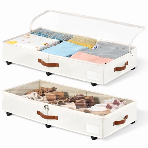 KitHero 6 Inches Under Bed Storage with Wheels Pack of
